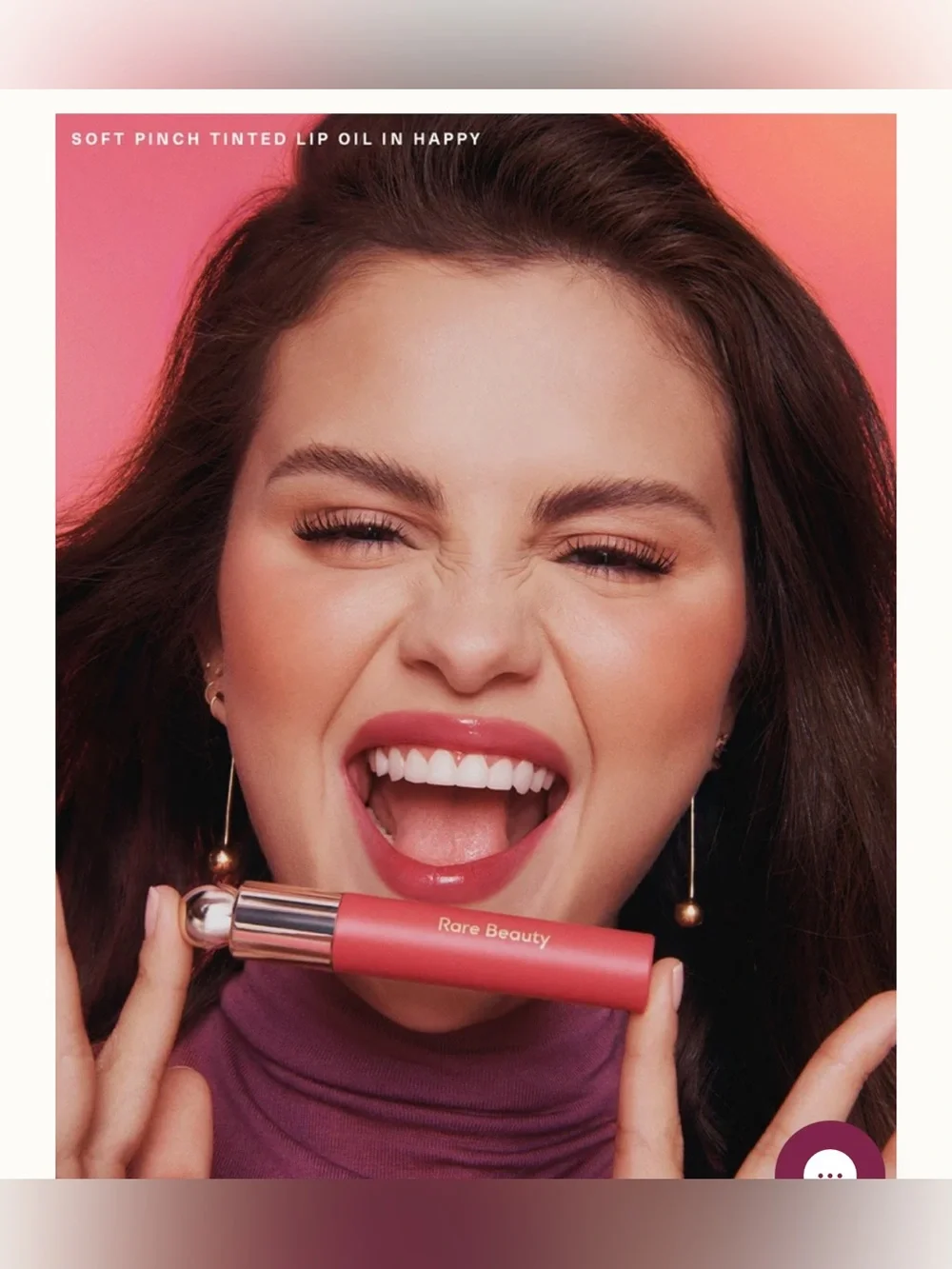 Rare Beauty Soft Pinch Tinted Lip Oil in Happy (Cool Pink) NWT